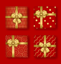 Christmas And New Year Decoration Set Of Red Gift