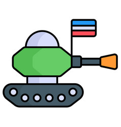 Army Tank Colored Line Icon Isolated