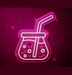 Glowing Neon Line Fresh Smoothie Icon Isolated