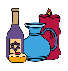 Happy Hanukkah Teapot Jar With Wine Bottle