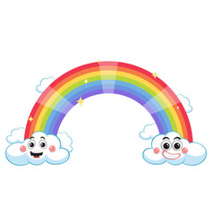 Rainbow With Clouds In Cartoon Style