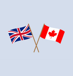 Uk And Canada Crossed Flags On Stick