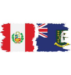 British Virgin Islands And Peru Grunge Flags