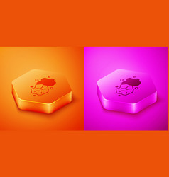 Isometric Gold Nugget Icon Isolated On Orange