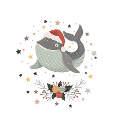 Christmas Card With Baby Shark In Santa Hat