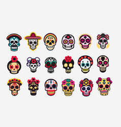 Mexican Sugar Skull Set Dia De Los Muertos Icons