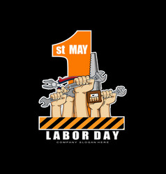 Labor Day Logo Hard Worker Strong Man World