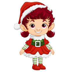 Cheerful Cartoon Elf In Traditional Christmas