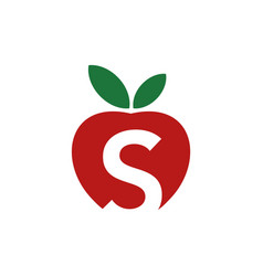 S Letter Red Apple Design Eps 10