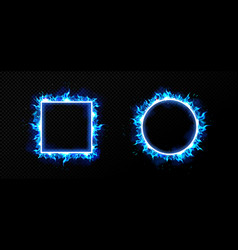 Square And Round Blue Fire Frames Png