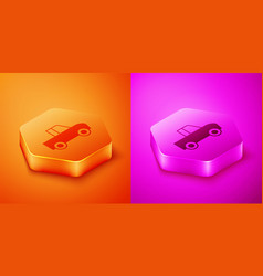 Isometric Pickup Truck Icon Isolated On Orange