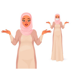 Confused Pregnant Muslim Woman Shrugging Shoulders