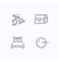 Fertilization Double Bed And Octopus Icons