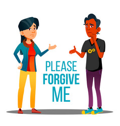 Man And Woman Asking Forgiveness Cartoon