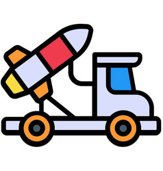 Missile Truck Colored Line Icon Isolated