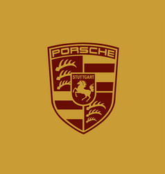 Porsche Logo Brand Car Symbol Red And Gold Design