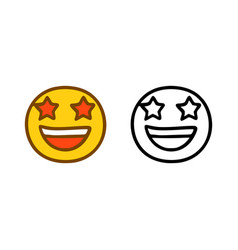 Star Struck Emoticon In Doodle Style Isolated