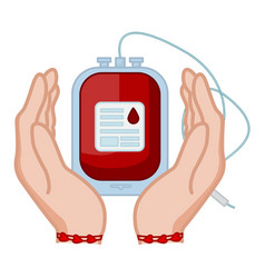 Hands Holding Bag Of Donor Blood Save Life