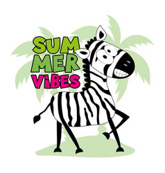 Summer Vibes - Funny Cartoon Zebra On Island