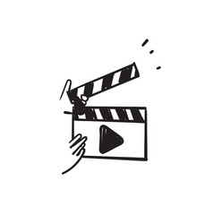 Hand Drawn Doodle Clapboard With Play Button