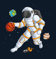 Hand Drawn Basketball Astronaut In Spacesuit