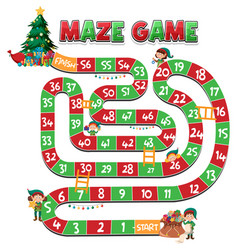 Maze Game Template In Christmas Theme For Kids