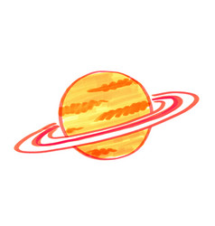 Felt Pen Child Drawing Of Cute Saturn Planet