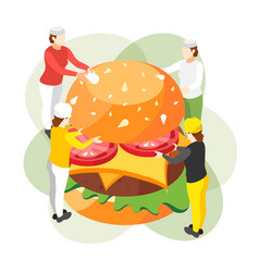 Making Burger Isometric Composition