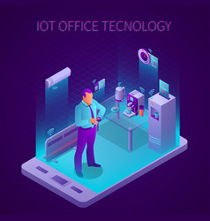 Iot Business Office Isometric Composition