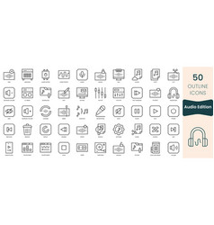 Set Of Audio Edition Icons Thin Linear Style