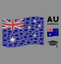 Waving Australia Flag Pattern Graduation Cap