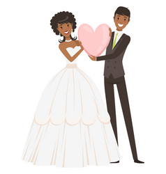 Bride And Groom Hold Heart Wedding Cartoon Icon