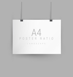 Horizontal Poster Mockup Empty A4 Sized Paper