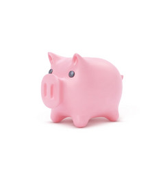 Realistic Pink Piggy Bank Pig Isolated On White