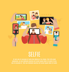 Selfie Pictures Flat Icons Composition Poster