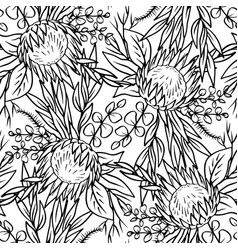 Black And White Seamless Pattern With Line Art