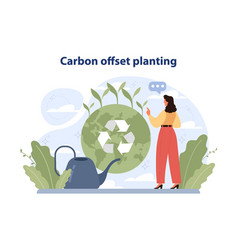 Carbon Offset Planting Concept Flat