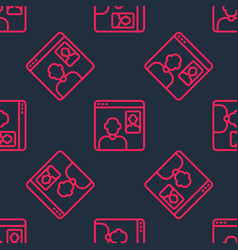 Red Line Video Chat Conference Icon Isolated