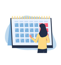 Woman Looking At Monthly Calendar - Menstruation