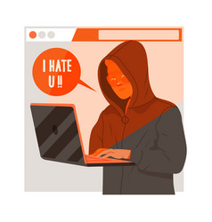 Young Male In Hoody At Laptop Writing Negative