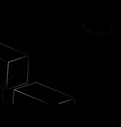 3d White Outline Cuboid On A Black Background