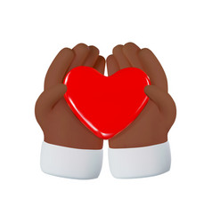 Charity Icon 3d Render Hands Holding A Red Heart