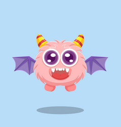 Cute Pink Monster Smiling And Flying