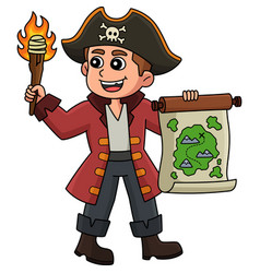 Pirate With Treasure Map Cartoon Colored Clipart