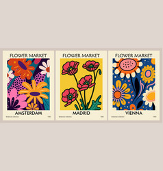 Set Of Abstract Flower Market Art Posters