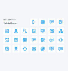 25 Technical Support Blue Icon Pack