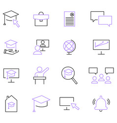 School And University Flat Line Icons Set Study