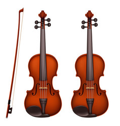 Realistic Brown Violin With Fiddlestick