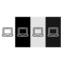 Set Line Laptop Icon Isolated On Black And White