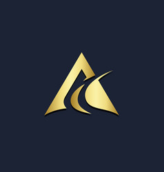 Traingle Shape Wave Abstract Gold Logo